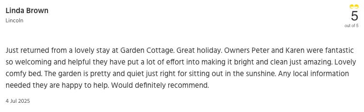 Garden Cottage Review - Linda